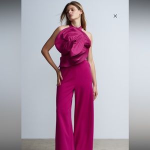 New York and Company brand, Halterneck Rosette Jumpsuit, Wide legs, Sleeveless